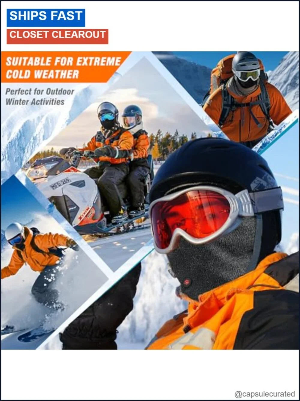 Heated Neck Gaiter with Rechargeable Battery, Polar Fleece Lined, Windproof Ski